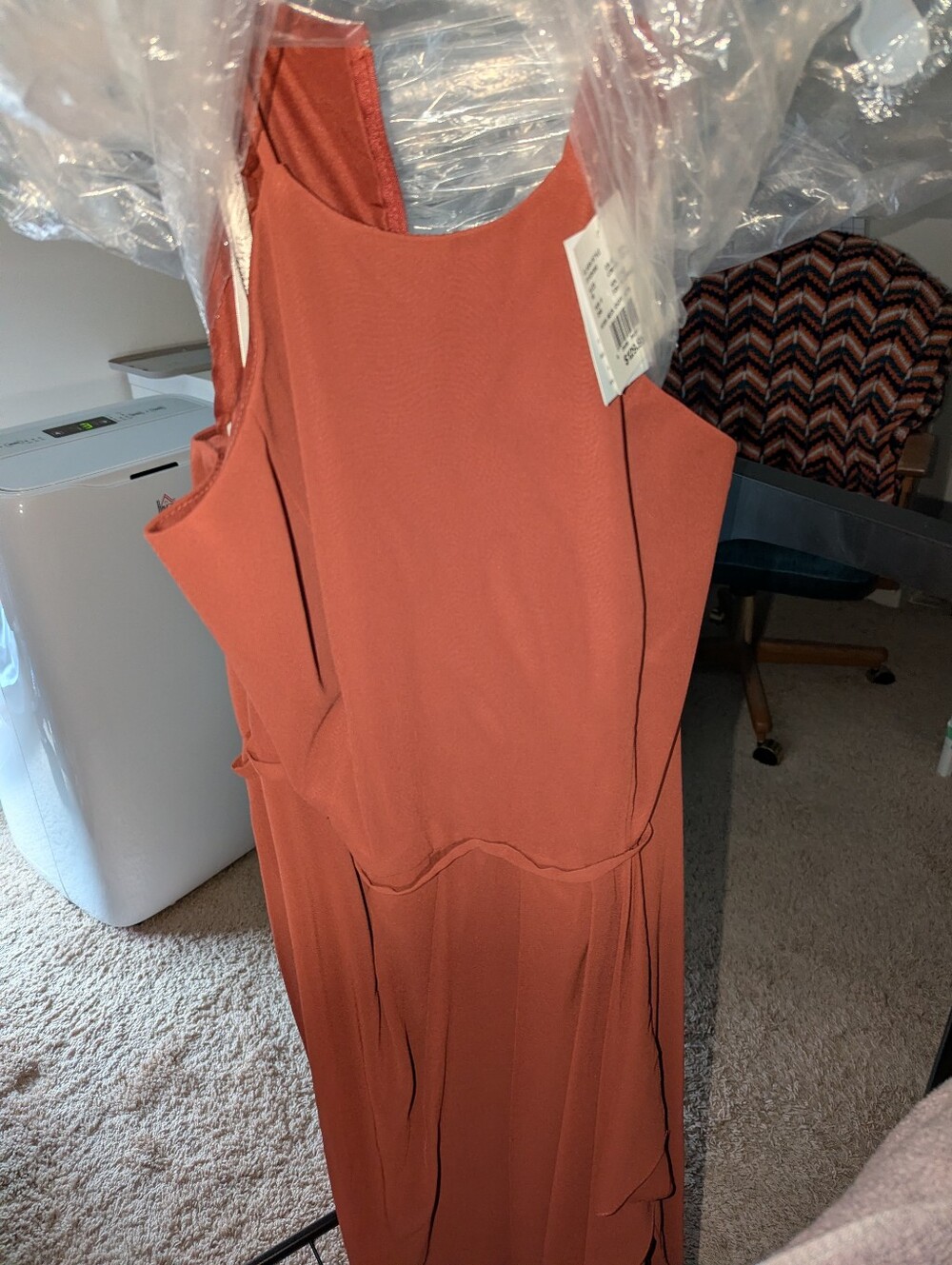 NWT High Neck Chiffon With Cascade Bridesmaid Dress